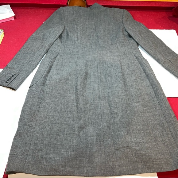 Allegory stretch GRAY WOOL Lycra TRENCH Sz 10 Pea Coat 6 Button Jacket 352834 L - Picture 5 of 15